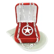 Corrente Masculina 80cm 3mm + Estrela Prata Cr823c Foto  mini 1