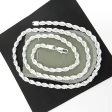 Corrente Masculina 80cm 4mm Largura Folheada Prata Cr790 Cor Prateado Foto mini 3