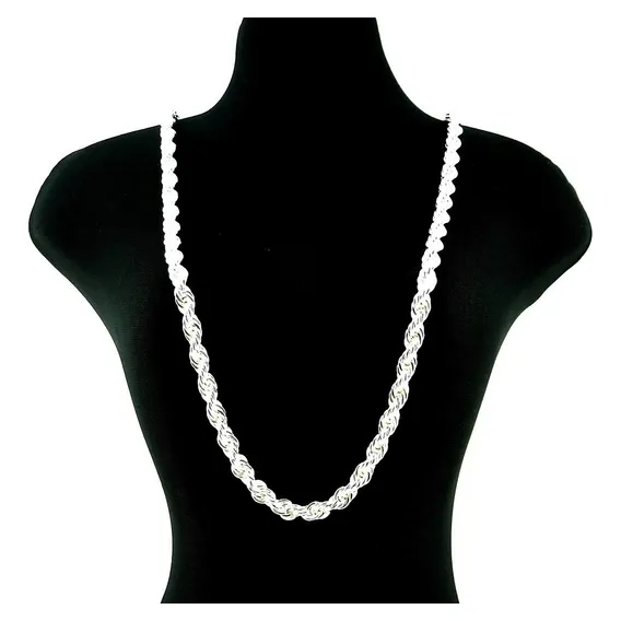 Corrente Masculina 80cm 4mm Largura Folheada Prata Cr790 Cor Prateado Foto 1
