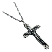 Corrente Masculina Crucifixo Cristo Lisboa Aço Inox Foto mini 2
