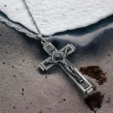 Corrente Masculina Crucifixo Cristo Lisboa Aço Inox Foto mini 3