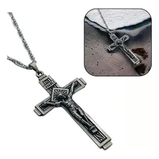 Corrente Masculina Crucifixo Cristo Lisboa Aço Inox Foto mini 1
