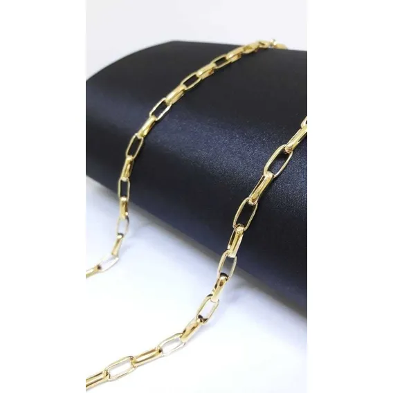 Corrente Masculina Elo Alongado Redondo 60cm Banho 18k Ouro Cor Dourado Foto 1