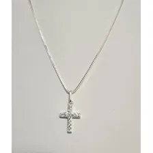 Corrente Masculina Neymar Prata925 Pingente Cruz Cravejada Cor Prateado Foto mini 4