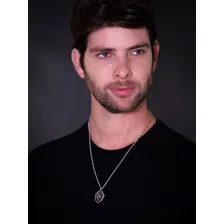 Corrente Masculina Pingente Arcanjo Miguel J-1423 Aço Prata Foto mini 2