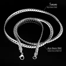 Corrente Masculina Pingente Placa Pai Nosso J-1377 Aço Inox Cor Prata Foto mini 4