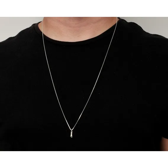 Corrente Masculina Pingente Prata 925 Cor Prateado Foto 1