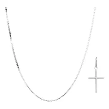 Corrente Masculino Prata Maciça 925 Cordão 70cm Ping Cruz Cor Prateado Foto  mini 1