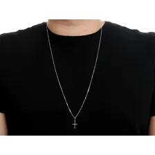 Corrente Masculino Prata Maciça 925 Cordão 70cm Ping Cruz Cor Prateado Foto mini  2