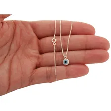 Corrente Olho Grego Prata 925 Colar Feminino 45cm Perfeita Cor Prateado Foto  mini 1