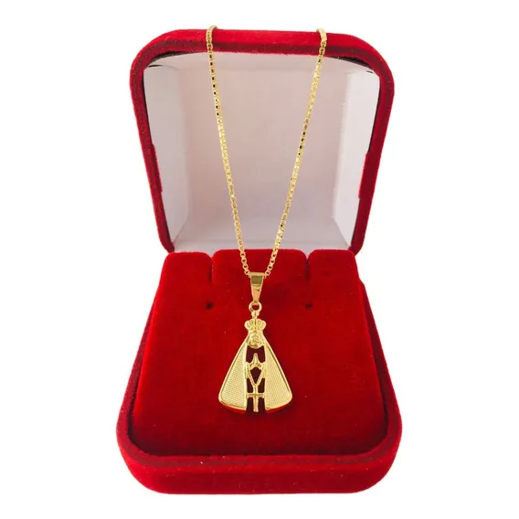 Corrente Pingente Nossa Senhora Aparecida Banhado A Ouro 18k Cor Dourado Foto 1