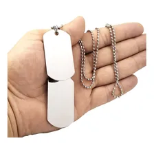 Corrente Placa Lisa Identificação Exército Dog Tag Aço Inox Cor Prateado Foto mini 4