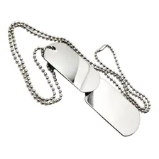 Corrente Placa Lisa Identificação Exército Dog Tag Aço Inox Cor Prateado Foto mini  3