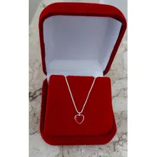 Corrente Ponto De Luz Coração Vermelho Prata 925 Presente Foto mini 3