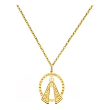 Corrente Portuguesa + Pingente Nossa Senhora Ouro 18k Maria Cor Amarelo Foto mini 1