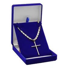 Corrente Prata 925 Banhada A Ouro 18k Piastrine 60cm + Cruz Foto mini 3