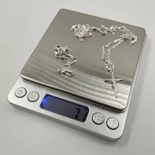 Corrente Prata 925 Masculina Legítima + Pulseira E Pingente Cor Prateado Foto mini 2