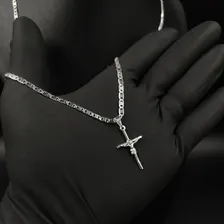 Corrente Prata 925 Masculina Legítima + Pulseira E Pingente Cor Prateado Foto mini 4