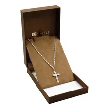Corrente Prata 925 Masculino 70cm Cartier + Crucifixo Joia Foto mini 1