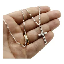 Corrente Prata 925 Masculino 70cm Cartier + Crucifixo Joia Foto mini 3