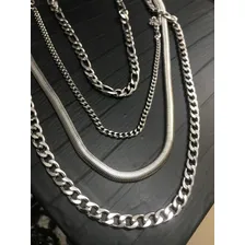 Corrente + Pulseira + Pingentes Aço Atacado 30 Peças Cor Prateado Foto mini 4