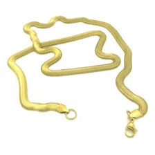 Corrente/colar Pele Cobra Aço Cirúrgico Inox Banhado Ouro 18 Cor Dourado Foto  mini 1