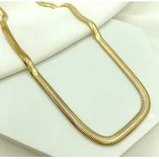 Corrente/colar Pele Cobra Aço Cirúrgico Inox Banhado Ouro 18 Cor Dourado Foto mini  2