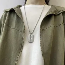 Correntinha Aço Inox Masculina Cordão Pingente Lâmina Cor Prateado Foto mini 2