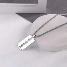 Correntinha Aço Inox Masculina Cordão Pingente Lâmina Cor Prateado Foto mini 3