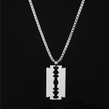 Correntinha Aço Inox Masculina Cordão Pingente Lâmina Cor Prateado Foto mini 4