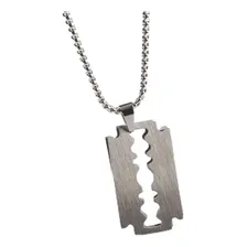 Correntinha Aço Inox Masculina Cordão Pingente Lâmina Cor Prateado Foto mini 1