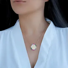 Correntinha Feminina Cravejada Pingente Nossa Senhora Cruz Cor Dourado Foto mini 2