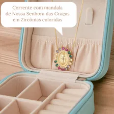 Correntinha Feminina Cravejada Pingente Nossa Senhora Cruz Cor Dourado Foto mini 4