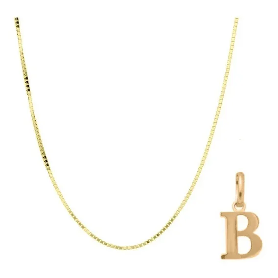 Correntinha Masculina + Pingente Letra Ouro Cor Letra B Foto 1