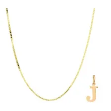 Correntinha Masculina + Pingente Letra Ouro Cor Letra J Foto  mini 1