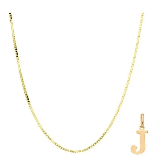 Correntinha Masculina + Pingente Letra Ouro Cor Letra J Foto 1