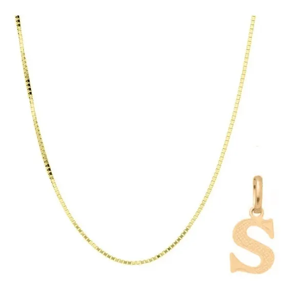 Correntinha Masculina + Pingente Letra Ouro Cor Letra S Foto 1