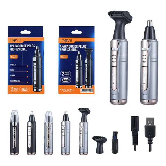 Cortador Aparador De Pelos Cabelo Nariz Orelhas Barba Bigode Cor Cinza 110V/220V Foto 1