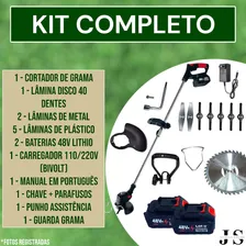 Cortador De Grama Corte Sem Roçadeira Elétrica 48V Fio Roçadeira Elétrica Aparador 2 Baterias 48v Cor Preto 110v/220v Foto mini  3