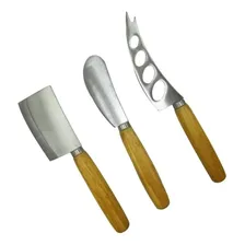 Cortador de queijo CadaCoisas Completo Faca Cutelo Espátula Fatiar e Servir Queijo - prateado Foto mini 1