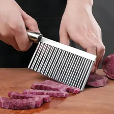 Cortador Ondulado De Aço Inoxidável Para Batata Frita Legume Foto mini  2