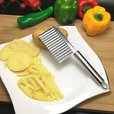 Cortador Ondulado De Aço Inoxidável Para Batata Frita Legume Foto mini  3