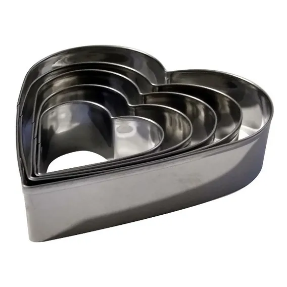 Cortador Para Biscoito 5 Peças Em Aço Inox Formato Coraçao Foto 1