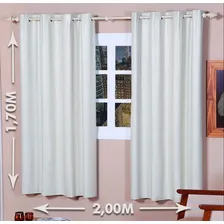 Cortina 2,00 X 1,70 Diversas Cores Com Ilh贸s Sala Ou Quarto Cor Branco Foto mini 1