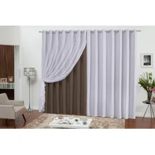 Cortina 4 00x2 80 Voil Com Forro Blackout Tecido Corta Luz Cor Tabaco Foto mini  2