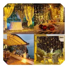 Cortina 900 Leds Branco Quente 4m X 3m Casamentos Festa Cor Das Luzes Branco-quente 220v Foto  mini 1
