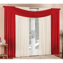Cortina Alana 3m X 2,50m Para Quarto Sala 100% Poliester Cor Vermelho Foto mini  2