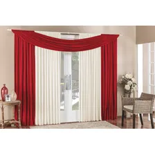 Cortina Alana 3m X 2,50m Para Quarto Sala 100% Poliester Cor Vermelho Foto  mini 1