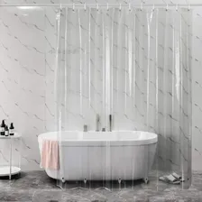 Cortina Banheiro Box Cristal 2m X 1,38m Ganchos Transparente Cor Branco/Transparente Foto mini 2