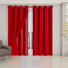Cortina Blackout Blecaute C/ Voil 2,80 X 2,30 - Eddi Casa Cor Vermelho Foto mini 1